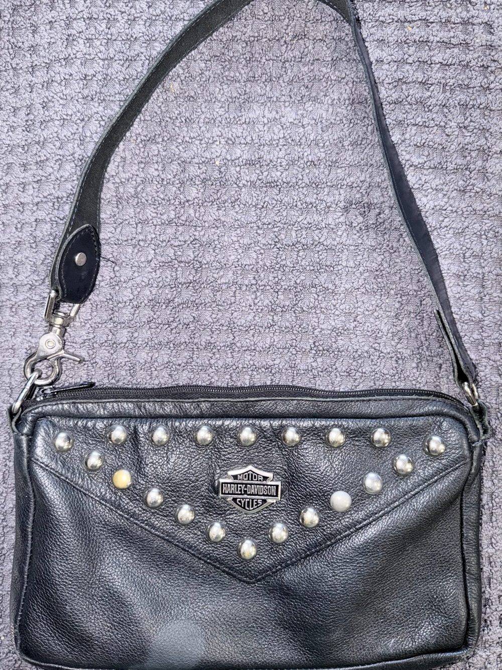 Vintage Authentic Harley Davidson Studded Leather Crossbody/Shoulder Purse Bag